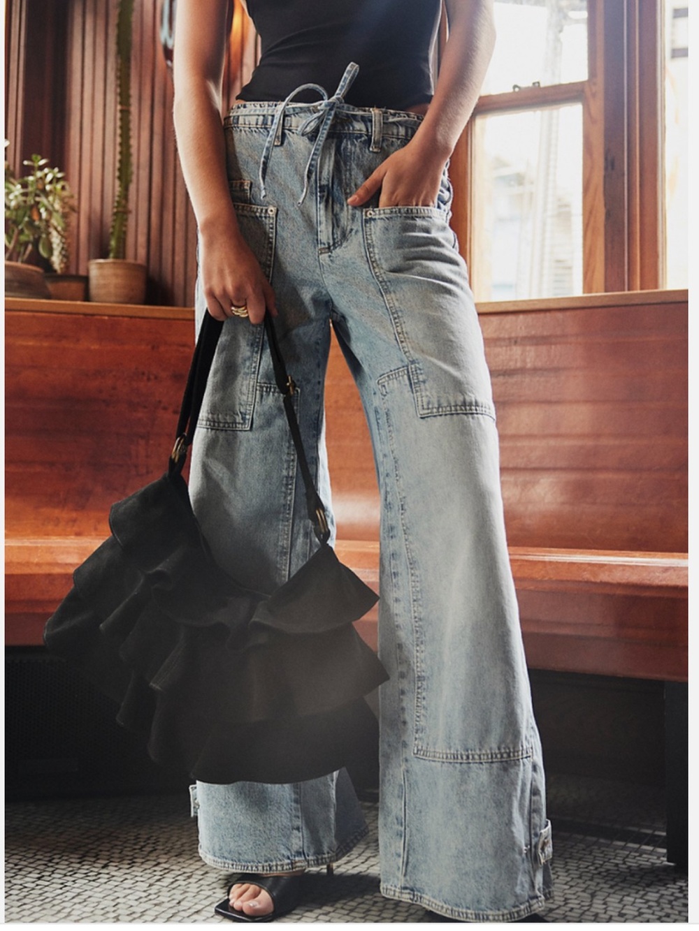 Free People We The Free CRVY Outlaw Wide Leg High Rise Jeans Size large